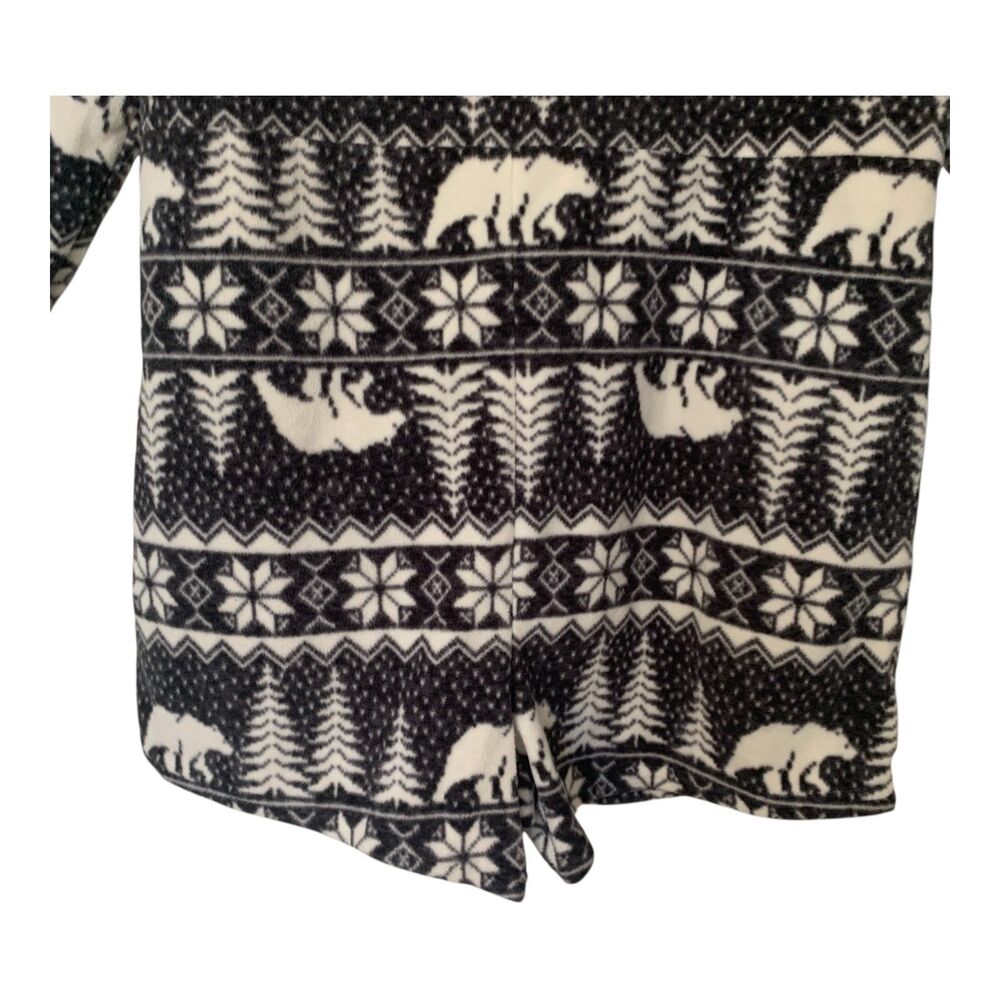Old Navy Fleece PJs SZ M Women's Romper Black White One Piece Christmas Winter - Picture 11 of 14